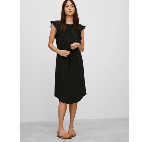 Aritzia Babaton Blush Pink Ruffle Sleeve Tie Waist Knee Length Dress Size XS - Picture 15 of 15